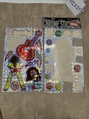 Vintage 1984 Morgan Mark 1 Large Sticker Sheet Prismatic Chrome Rock Star Guitar